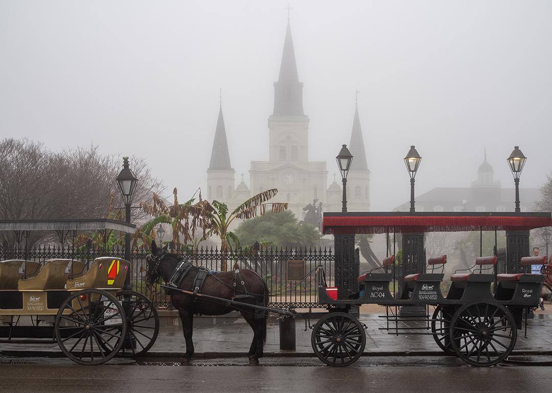 Spooky small town street at night